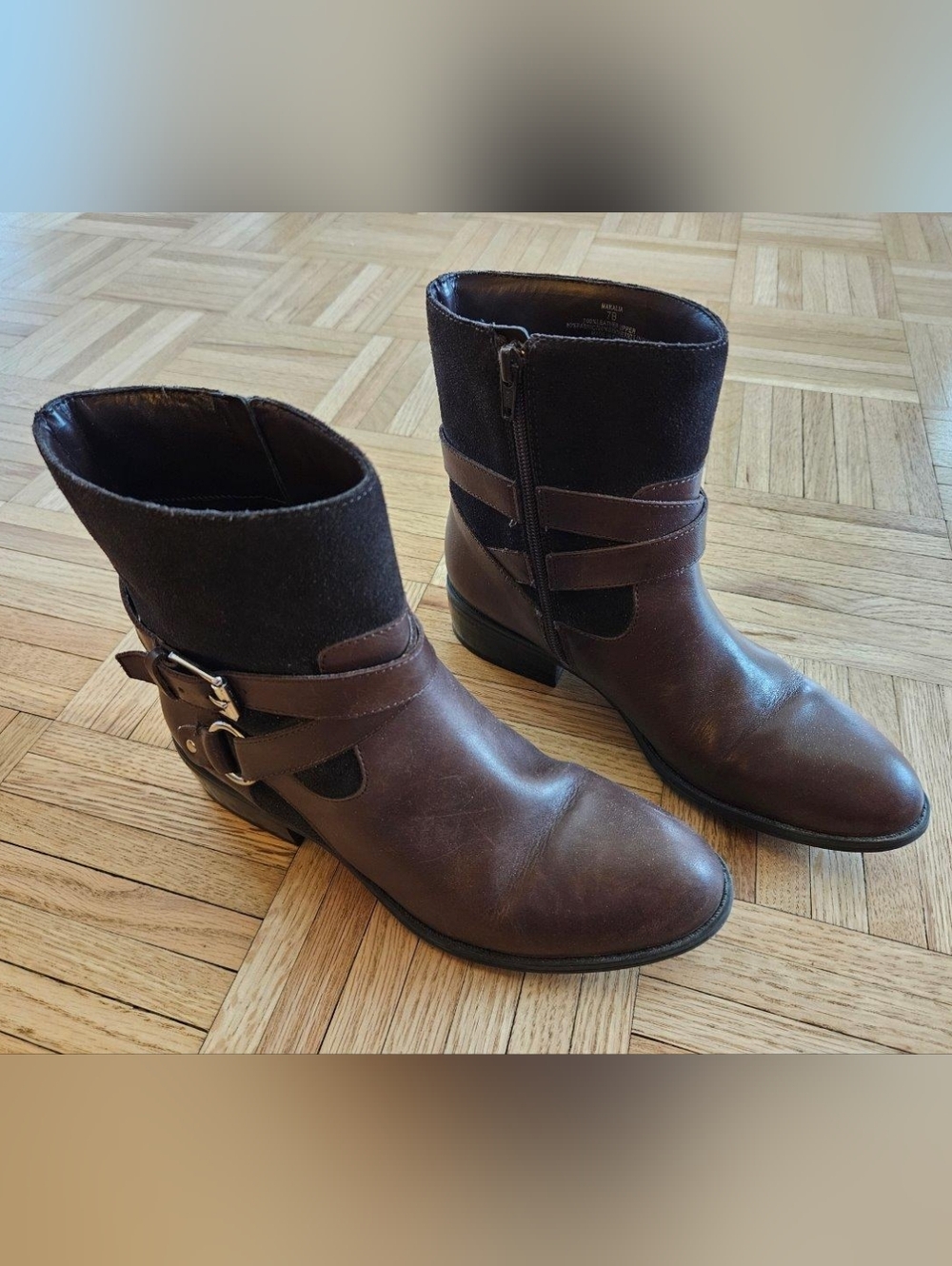 Lauren Ralph Lauren Makalia Brown Leather Ankle Zip Buckle Riding Boots - 7B